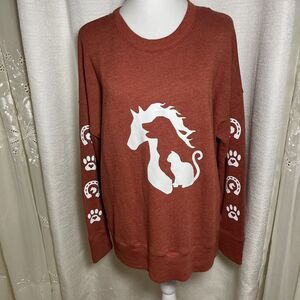 Animal Lovers Burnt Orange Colored New Sweater Size Large Cotton & Polyester